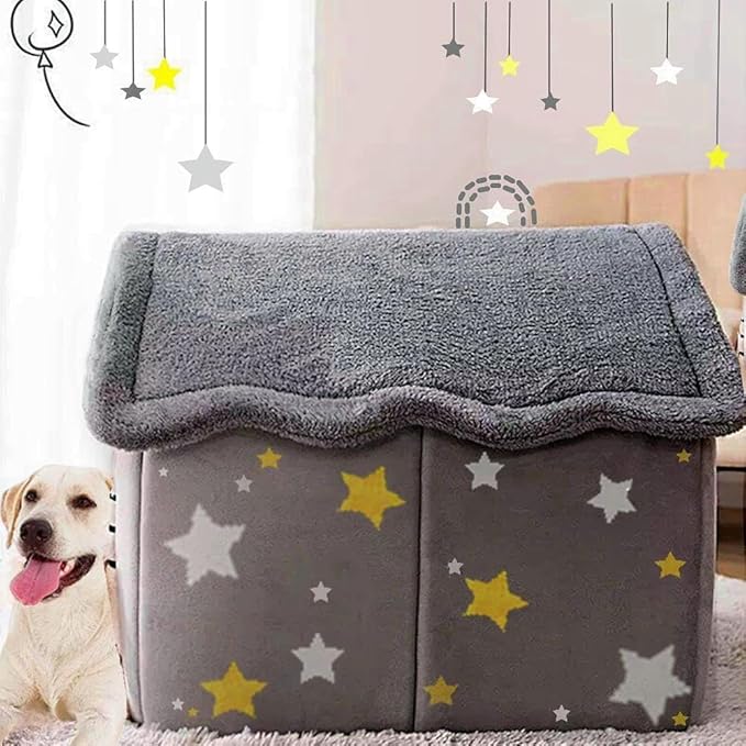 Dog House Indoor, Foldable Soft Kennel Bed with Cushion for Small Medium Large Dogs Cats, Winter Warm Cat Nest Puppy Cave (XL-Within 40 lbs)