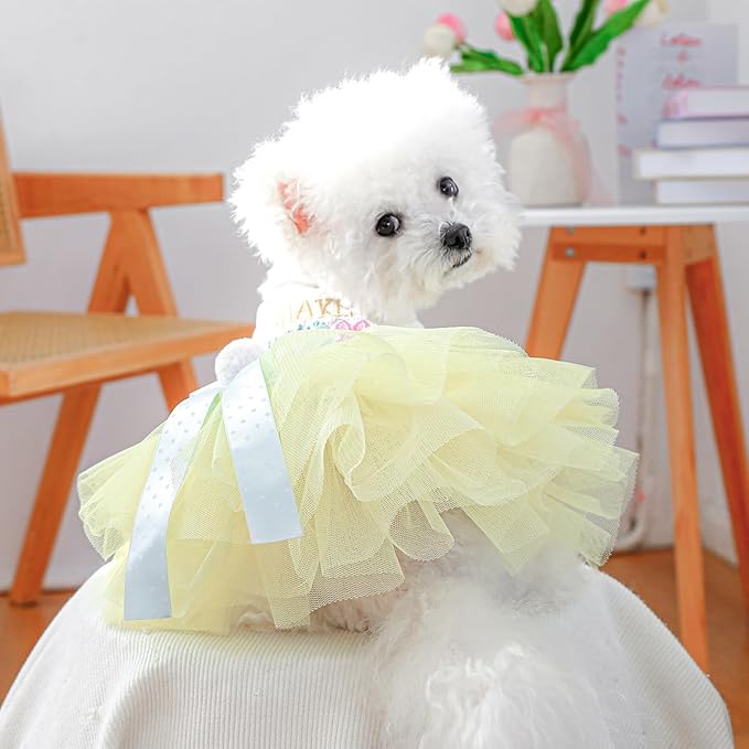 Furbabycare® Elegant Sweet Easter Puppy Dog Blingbling Princess Skirt Pet Dog Lace Cake Camisole Tutu Dress C-Easter Bunny X-Small
