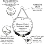 Herm Sprenger Prong Collar for Dog Training with Easy Quick Release Cliclock & ORing - German Made Dog Collar with Chrome Plated Steel 2.25mm Prongs for Small Dogs (14-19" Neck)