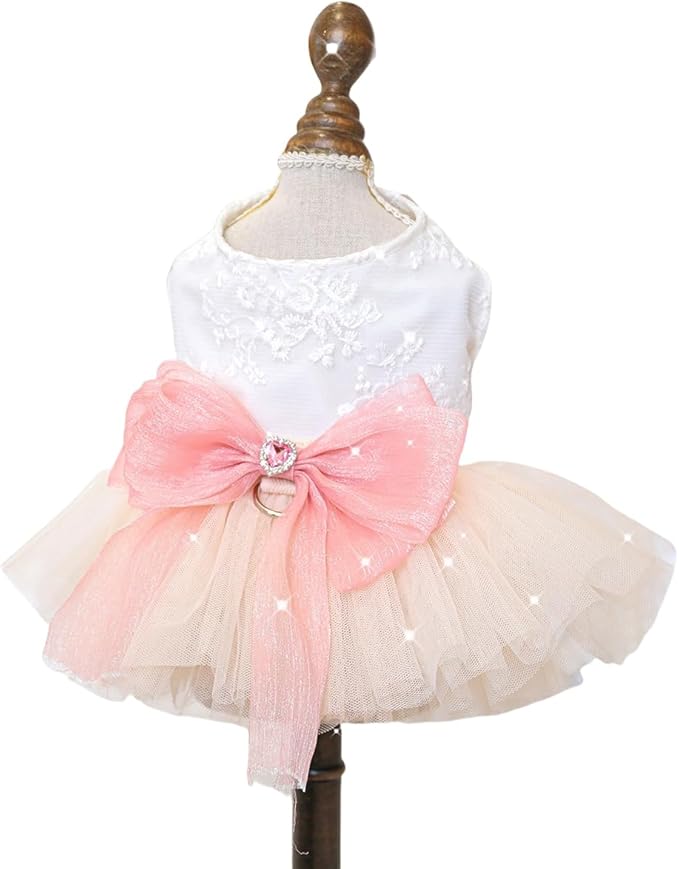 Fashion Sweet Puppy Dog Blingbling Princess Skirt Pet Dog Lace Cake Camisole Tutu Dress E-Pink XL