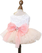 Fashion Sweet Puppy Dog Blingbling Princess Skirt Pet Dog Lace Cake Camisole Tutu Dress E-Pink XS