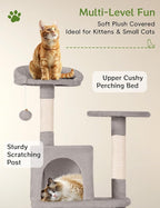 68-Inch Cat Tree Tower for Large Cats, Climbing Tower for Indoor Adult Cats,Activity Center,5 Scratching Posts, 2 Perches, 2 Caves, Hammock (Light Gray)