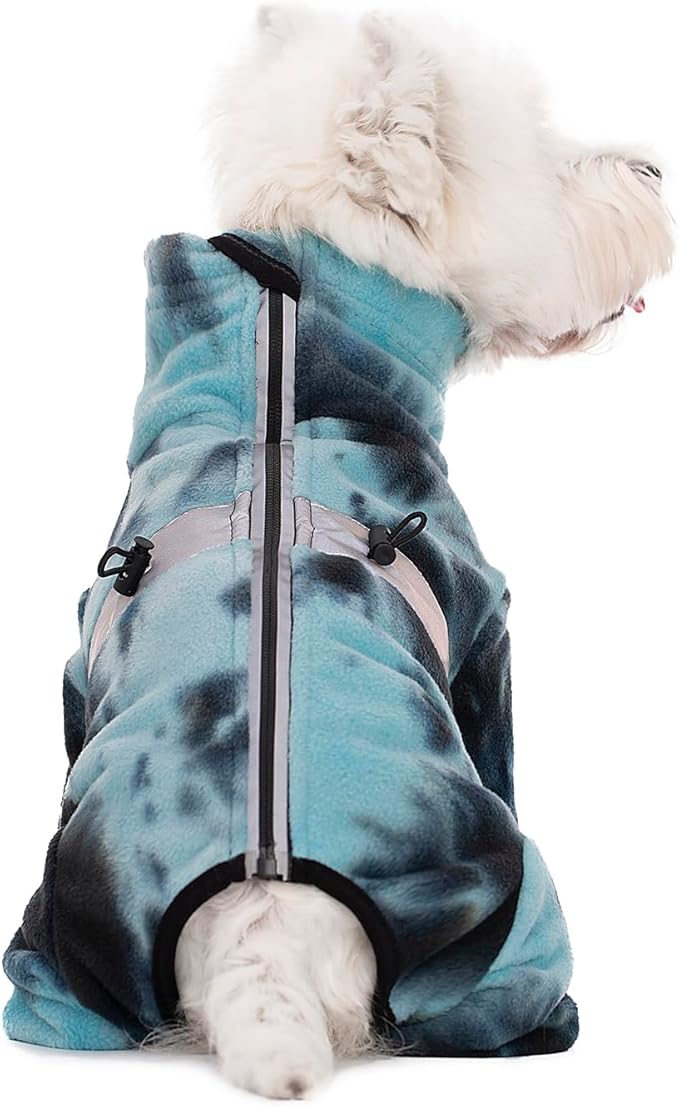 Dog Coats for Small Dogs, Polar Fleece Dog Pajamas Bodysuit, Puppy Onesies Tie Dye Jumpsuits, Dogs Warm Clothes Four-Legged, Doggie Fullbody Winter Jacket Vest