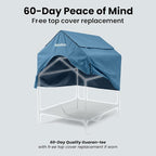 36" Large Dog House for Large Dog Indoor or Outside, Weatherproof 600D PVC Outdoor, Featuring Breathable 2x1 Textilene Elevated Dog Bed, Easy Clean (Blue)