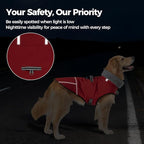 Mihachi Dog Coat for Large Dogs, Warm Dog Winter Coat Waterproof Dogs Jacket with Harness Built in Reflective Pet Fleece Vest, Puppy Cold Weather Coats Turtleneck & Windproof Pet Snowsuit, Red XXL