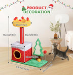VINGLI 29.5IN Christmas Themed Plush Cat Tree, Multi Level Cat Tower with Condo, Crown Top Perch, Xmas Tree Sisal Scratching Ramp & Post, Spring Hanging Balls Indoor Kitten Cat Activity Center