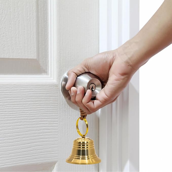 Bell for Door, Vintage Hanging Door Bell with Lanyard for Door Knob, Home, Outdoor and Garden Decoration