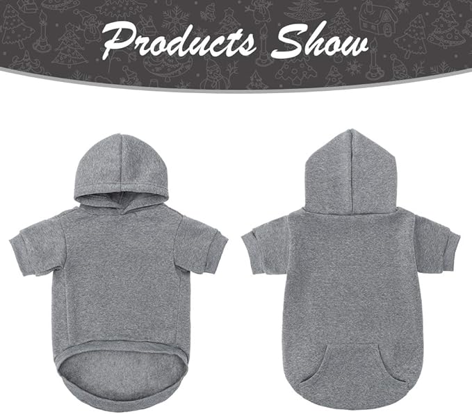 KOOLTAIL Dog Hoodie for Large Medium Small Dogs, Soft and Warm Pet Sweater with Leash Hole and Pocket Boy Girl, Puppy Fall Winter Jacket Clothes, French Pitbull Cold Weather Coat Sweatshirt, Grey S
