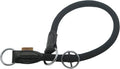 Braided Round Martingale Dog Collar, Training Collar with Slidable Stop Ring - Ideal for Large Dogs (L(1/2") - 22" Long, Black)