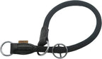 Braided Round Martingale Dog Collar, Training Collar with Slidable Stop Ring - Ideal for Large Dogs (L(1/2") - 22" Long, Black)