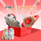 3-in-1 Cat Toy and Cat Window Perch, Window-Mounted Hammock with Scratching Board, Interactive Teaser Wand, Smart Ball with LED Lights