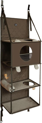 Door-Mounted Cat Climbing Frame, 4 Level Hanging Cat Tree with Toys and Hooks, Cat Door-Hanging Climbing Hammock for Homes, Pet Rooms, Pet Stores
