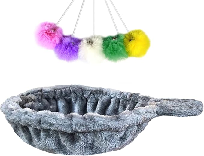SHENGOCASE 13" Grey Basket Lounger Hammock Bed for Cat Tree Tower Replacement, 5-Pack Hanging Toys with Elastic Strings, Cat Tree Accessories Hammock Attachment (Grey)