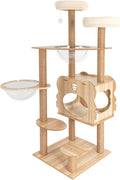 Modern Cat Tree, 54-Inch Modern Cat Trees with Multi-Level Platforms, Sisal Scratching Posts, Multi-Level Cat Condo for Large Cat, Brown