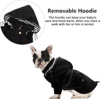 Morezi Dog Zip Up Raincoat with Reflective Buttons, Rain/Water Resistant, Adjustable Drawstring, Removable Hood, Raincoats with Legs 8lbs to 80lbs Available - Black - XS