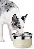Gardner Pet Dog Bowls 1 Gallon (3.85L) Stainless Steel No Spill Water Bowl, Slow Water Feeder Metal Dog Bowls, Spill Proof Water Dispenser for Large Dogs, Promotes Healthy Hydration(White)