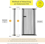 Lumizone Extra Tall Cat Gate Extension Kit 61.02" High Pressure Mounted 2025 New 4.13" Extra Wide 1.37" Gap No Drilling Tall Pet Gate for Dogs (Black, 61.02" H x 4.13" W, Extension)