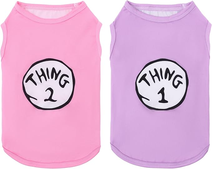 CuteBone Dog Shirts 2-Pack Soft Pet Clothes Breathable Summer Vest for Small Puppy and Stretchy Cat Apparel 2BX21XS-D