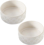 UBEE Small Dog Bowls Set of 2, 5.1 inch Ceramic Dog Dish Food Bowl, Pet Food Water Dish Feeding for Small Dogs and Large Cat, Paw Pattern, 5.1 in-Small, White