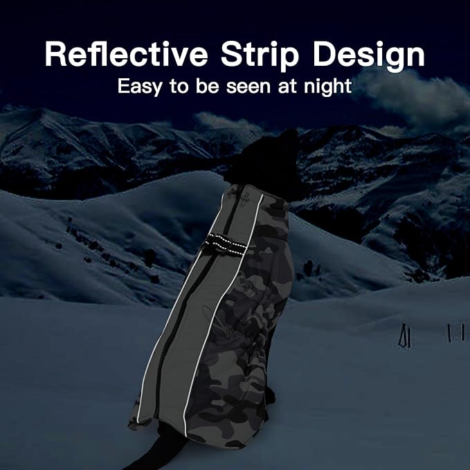 Medium Dog Coat Dog Winter Jacket,Warm Dog Coat with Harness Reflective Dog Snow Jacket Water-Resistant Dog Vest Zip Up Snowsuitfor Medium Dogs Jack Russell, Mini Schnauzer, Grey-Camouflage