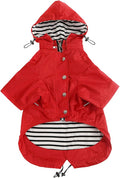 Morezi Dog Zip Up Raincoat with Reflective, Rain/Water Resistant, Adjustable Drawstring, Removable Hood, Raincoats with Legs 8lbs to 80lbs Available - Red - XXL