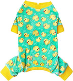 KYEESE Dog Pajamas Soft Dogs Clothes Pet Coat Velvet Dog Pajamas Small Sized Dogs Comfy Doggie Jammies Onesie Stretchy Doggie Pjs Pet Costume with Yellow Ducks Pattern, Small