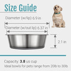 PEGYY11 Nonslip Stainless Steel Dog Bowls, 3.8 US Cup, 2 Count