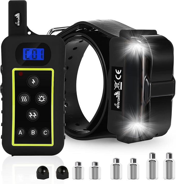 My Pet Command 1.25 Mile (6600Ft) Long Range Dog Training Collar Safe Shock with Remote Shock,Vibrate,Tone Flashing Beacon Lights Waterproof Rechargeable Hunting add Up to 3 Collars 1 Collar Kit