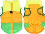 Idepet Pet Dog Cat Coat with Leash Anchor Color Patchwork Padded Puppy Vest Jacket Teddy Chihuahua Costumes Pug Cloth XS S M L(XX-Large,Green)