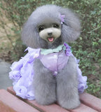 Dog Dress Luxury Puppy Skirt Clothes Princess Dresses Wedding Evening Tutu Skirt Rose Flower Bowknot Dresses for Small Dog Girl XXL Purple