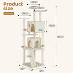 BestOffice 81 Inch Cat Tree, Multi-Level Cat Tower with Condo, Perches, Sisal Scratching Posts, Climbing Ladder,Indoor Activity Center Play House for Kittens & Adult Cats, Beige
