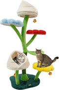 6-Tier Flower Cat Tree 22Lbs with Resting Platforms & Scratching Posts, Cats Activity Center Playground, Stable Flower Design for Adult/Small Cats (Green, Red, Blue, Yellow, and White)