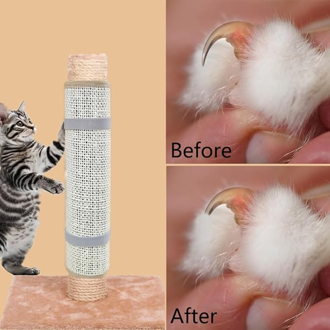 Cat Nail File Scratcher Wrapped Around a Cat Scratching Post, 16.73"×13.38" Sisal Cat Scratch Pad with 80 Aluminum Oxide Grit, Nail File for Cats Can Help to Trim Your Cat's Nails