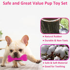 Beiker 20 Pack Pink Puppy Chew Toys - Dog Teething Toys for Puppies, Puppy Toys Toothbrush with Ropes, Soft Dogs Toy Bundle for Small Dogs, Cute Interactive Dog Balls for Chewers