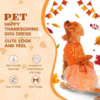 Dog Thanksgiving Outfit Funny Puppy Dog Dress with Bow for Small Medium Dogs Cute Fall Pet Costume for Cats Dogs Thanksgiving Day Halloween