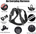 PoyPet No Pull Dog Harness, Reflective Comfortable Vest Harness with Front & Back 2 Leash Attachments and Easy Control Handle Adjustable Soft Padded Pet Vest for Small to Large Dogs (Black,L)