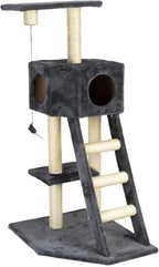 IRIS USA Three Tier Plush Cat Tree, Gray/Beige