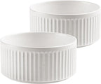 Non-Slip Ceramic Dog Bowls, 5" Dog Food and Water Bowl Set with Silicone Base, 16oz/2cups Weighted Flip-Proof Pet Feeding Bowl for Small Dogs and Cats (Small, White)