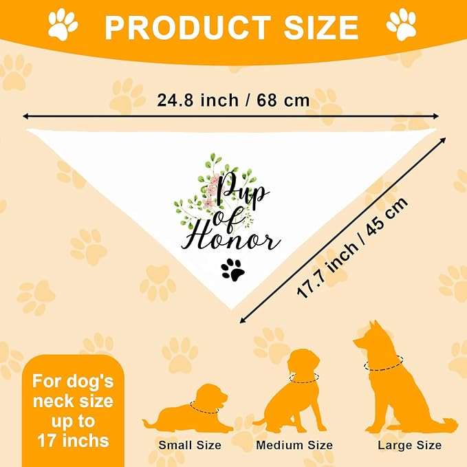Pup of Honor, Maid of Honor Dog Bandana, Wedding Photo Prop, Pet Scarf Accessories, Coral Wedding Bandana