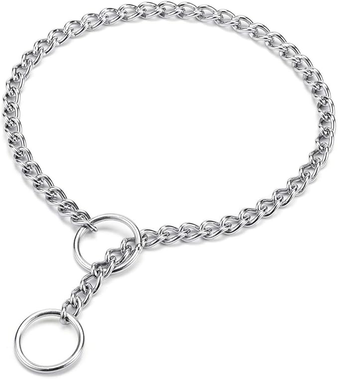 Mogoko Stainless Steel Dog Choke Chain Collar, Puppy Metal P Chain Slip Collar Pet Training Walking Choker(2.0mm;14.0 Inch)