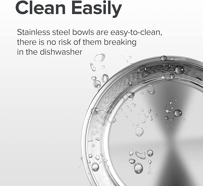 URBUDDIES 2 Pack Hammered Stainless Steel Dog Bowls, Premium Metal Dog Bowls with Non Slip Rubber Bottom, Dishwasher Safe, Easy to Clean, 11 Cup, Gray Bottom