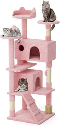 Magshion Cat Tree 70" Cats Tower for Indoor Cats, Multi-Level Cat Condo with Scratching Post, Top Perch, Sisal Board and Dangling Ball, Cat Stand Jumping Platform Kittens Pet Play House (Pink)