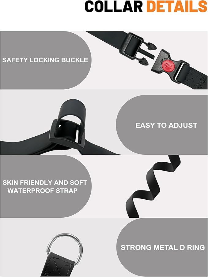 Waterproof Martingale Collar for Dogs,Easy to Clean Dog Collars with Safety Quick Release Buckle,Rubber Collar for Medium Large Dogs Walking Training (Black, M (16.5-20.8inch))