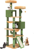 YITAHOME 193 cm Tall Cactus Cat Tower for Large Cats,76 inch Heavy Duty Cat Tree for Indoor Large Adult Big Cats Maine Coon Cat Tree Tower with Scratching Post, Hammock, Cat Condo, Cactus Green