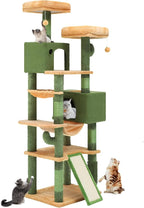 YITAHOME 193 cm Tall Cactus Cat Tower for Large Cats,76 inch Heavy Duty Cat Tree for Indoor Large Adult Big Cats Maine Coon Cat Tree Tower with Scratching Post, Hammock, Cat Condo, Cactus Green