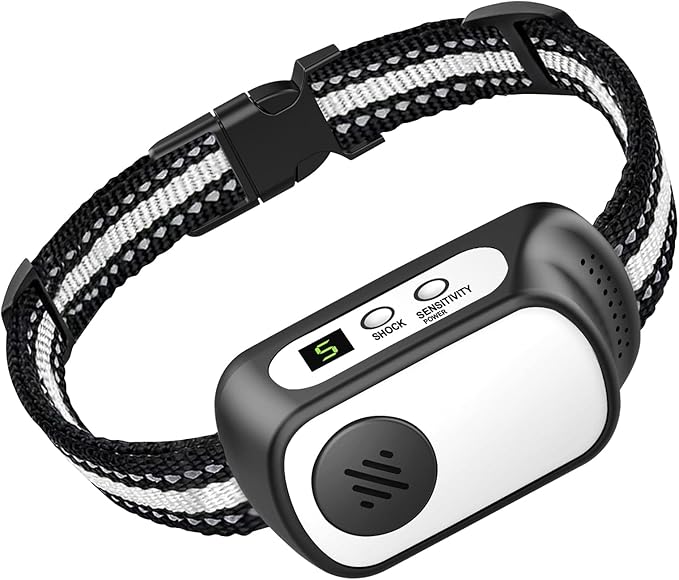 Dog Bark Collar for Large Medium Small Dogs, Rechargeable Smart Bark Collar, Anti Barking, Humane Dog Training Device with 5 Adjustable Sensitivity Beep Vibration