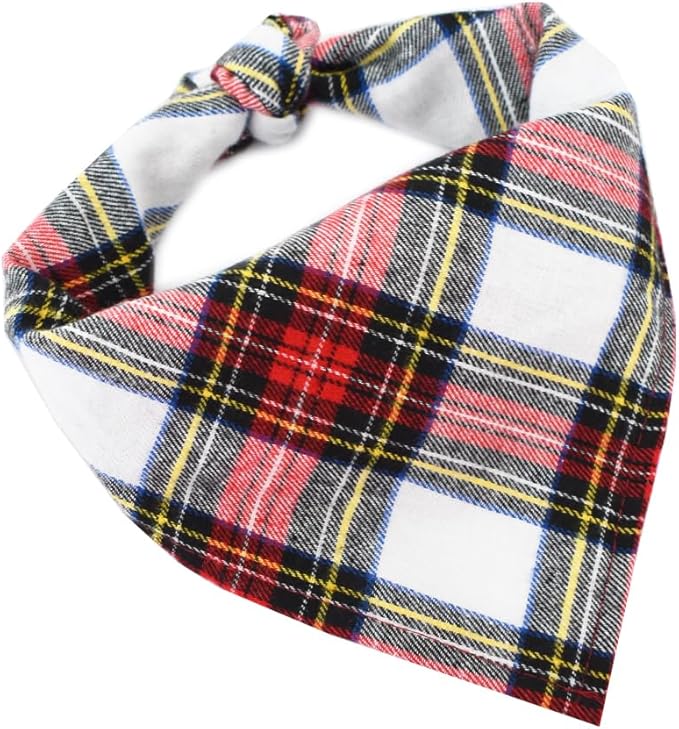 Bubblepup Christmas Dog Bandanas, Plaid Reversible Triangle Bibs Scarf Accessories for Dogs Pets