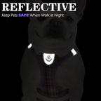 EXPAWLORER Classic Plaid Puppy Harness - Small Dog Harness and Leash Set - Dog Collar and Leash Set with AirTag Holder, Soft Padded Step in Dog Vest Harness No Pull Reflective for Outdoor, Purple M