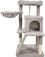 38-in Heavy-Duty Cat Tree for Large Cats, Multi-Level Tower with Sisal Scratching Posts, Plush Perch, Hammock & Condo Anti-Tip Design