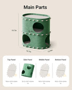 DownyPaws Cat House for Indoor Cats, 2-Storey Foldable Cat Bed Cave, Felt Cats Tunnel Bed Condo, Castle Kitten Cube Hideaway for Multicats, Scratch Resistant, Forest